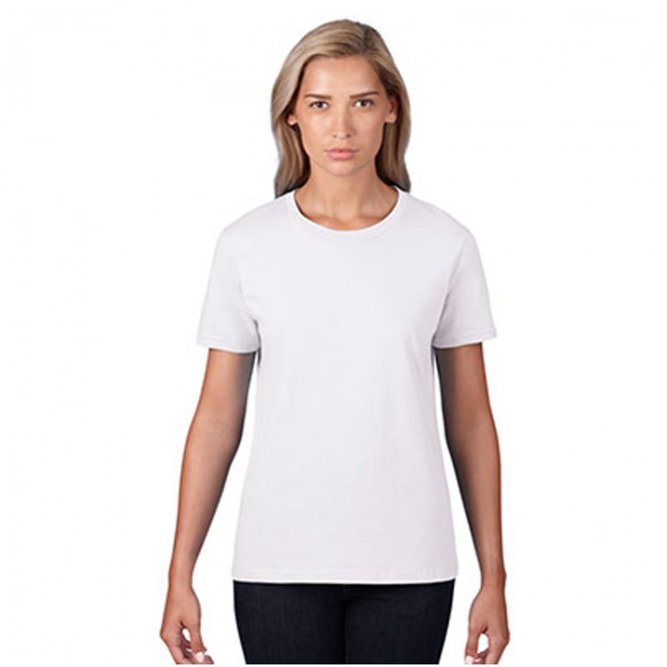 Women Gildan Premium Cotton White T-Shirt